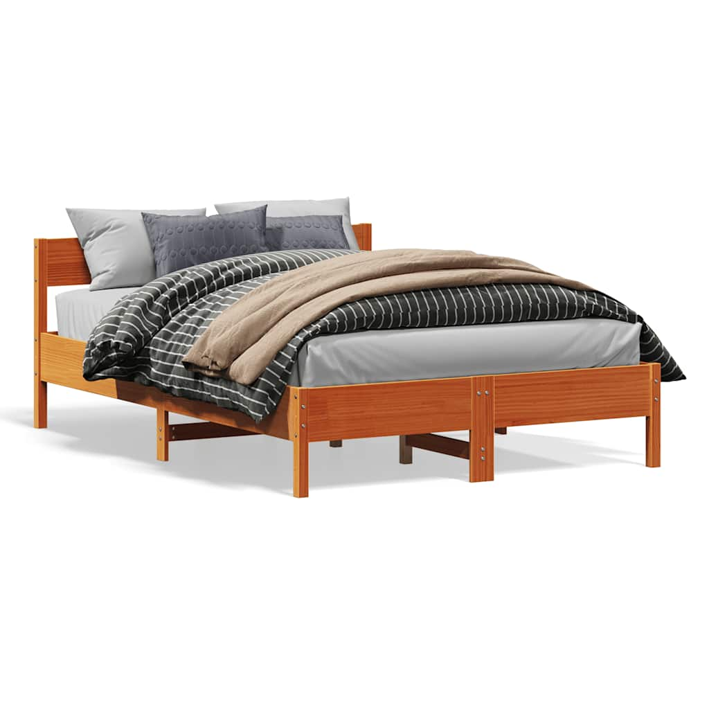 Letto senza Materasso Marrone Cera 150x200 cm in Legno di Pino 842749