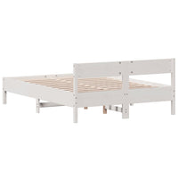 Giroletto con Testiera Bianco 120x200 cm Legno Massello di Pino 842755