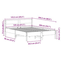 Giroletto con Testiera Bianco 120x200 cm Legno Massello di Pino 842755