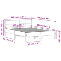 Giroletto con Testiera 135x190 cm in Legno Massello di Pino 842770