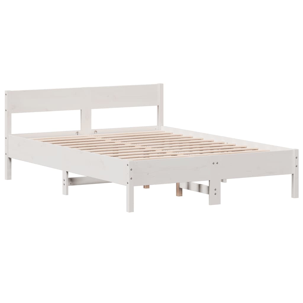 Giroletto con Testiera Bianco 135x190 cm Legno Massello di Pinocod mxl 86921