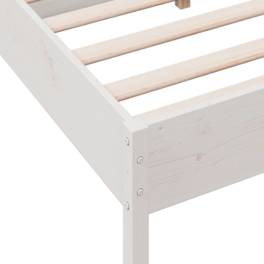 Letto senza Materasso Bianco 120x190 cm Legno Massello di Pino 842775