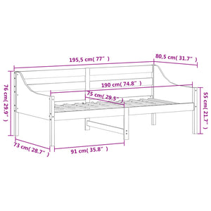 Dormeuse Bianca 75x190 cm in Legno Massello di Pino 842843