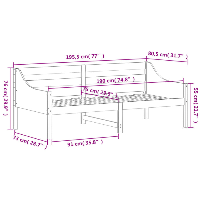 Dormeuse Bianca 75x190 cm in Legno Massello di Pino 842843