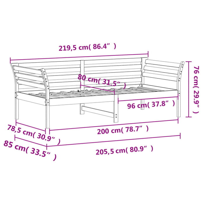 Dormeuse 80x200 cm in Legno Massello di Pino 842866