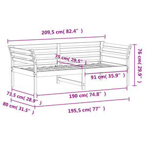 Dormeuse Marrone Cera 75x190 cm in Legno Massello di Pino 842885