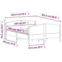 Giroletto con Testiera 160x200 cm in Legno Massello di Pino 3216167