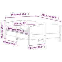 Giroletto con Testiera Bianco 160x200 cm Legno Massello di Pino 3216168