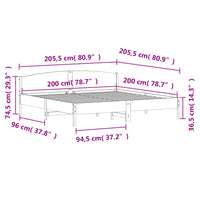 Giroletto con Testiera 200x200 cm in Legno Massello di Pino 3216188