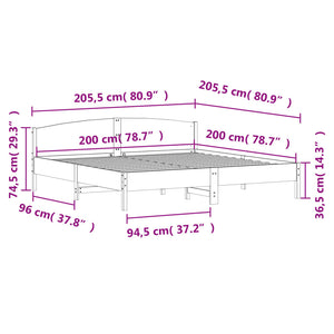 Giroletto con Testiera 200x200 cm in Legno Massello di Pino 3216188