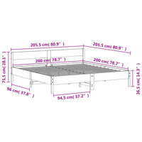 Giroletto con Testiera Marrone Cera 200x200 cm Massello Pino 3216211