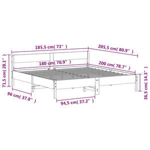 Giroletto senza Materasso Marrone Cera 180x200 cm Legno di Pino 3216214