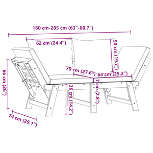 Panca da Giardino con Cuscini 2-in-1 in Legno di Acacia 367580