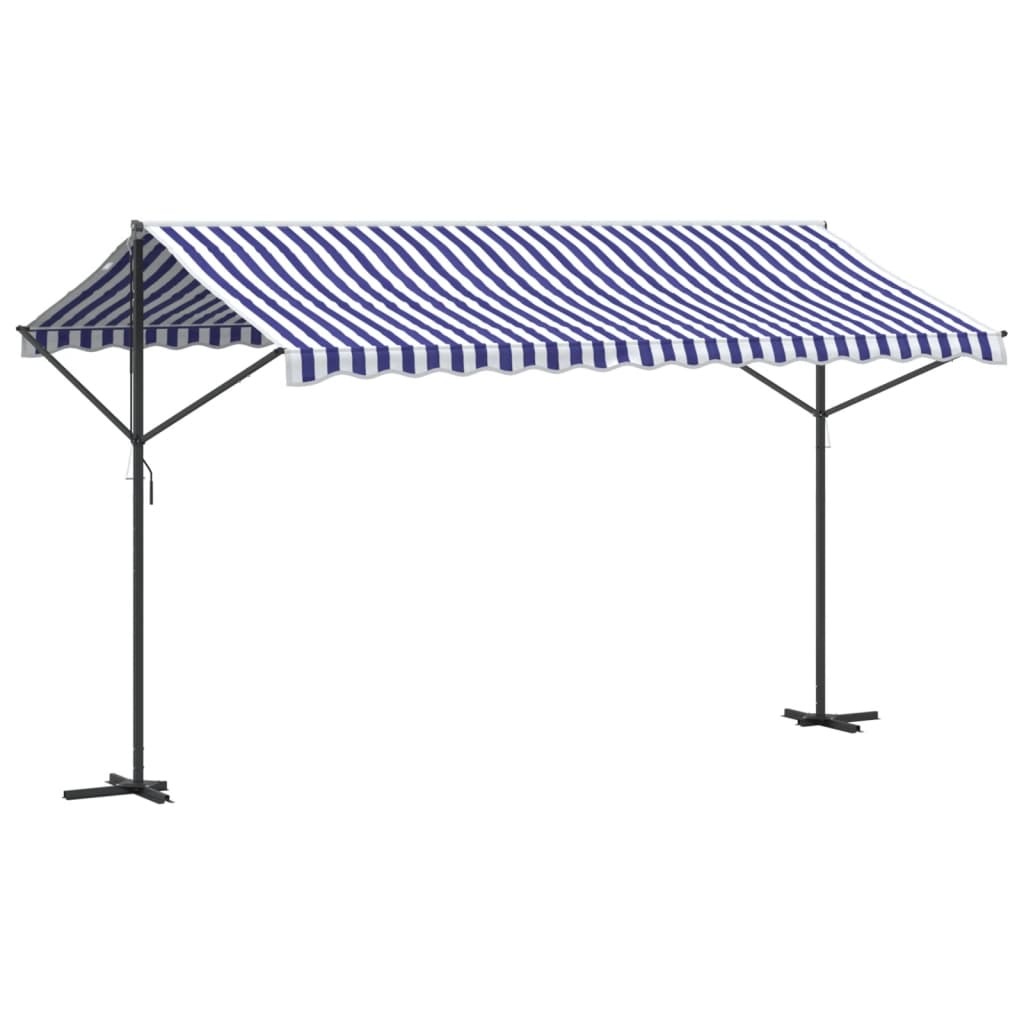 Tenda da Sole Blu e Bianca 400x300 cm in Tessuto e Acciaio 368932