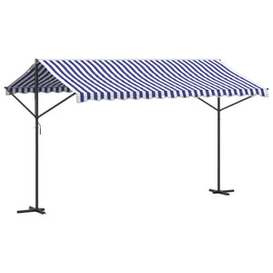 Tenda da Sole Blu e Bianca 400x300 cm in Tessuto e Acciaio 368932