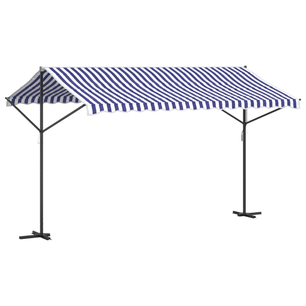 Tenda da Sole Blu e Bianca 400x300 cm in Tessuto e Acciaio 368932