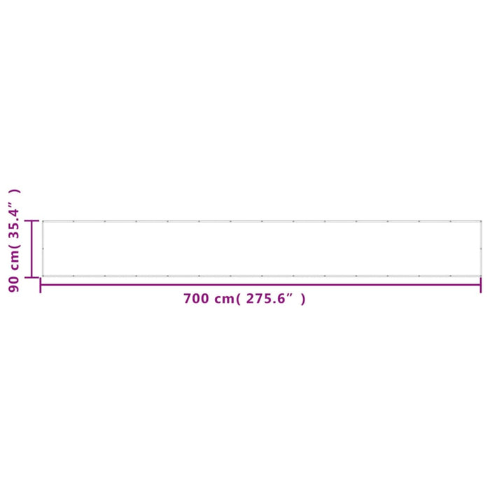 Paravento da Balcone Bianco 90x700 cm 100% Poliestere Oxford 4000095