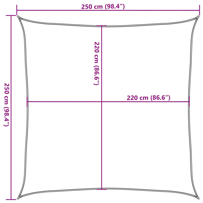 Vela Parasole Sabbia 2,5x2,5 m 100% Poliestere Oxford 4000409