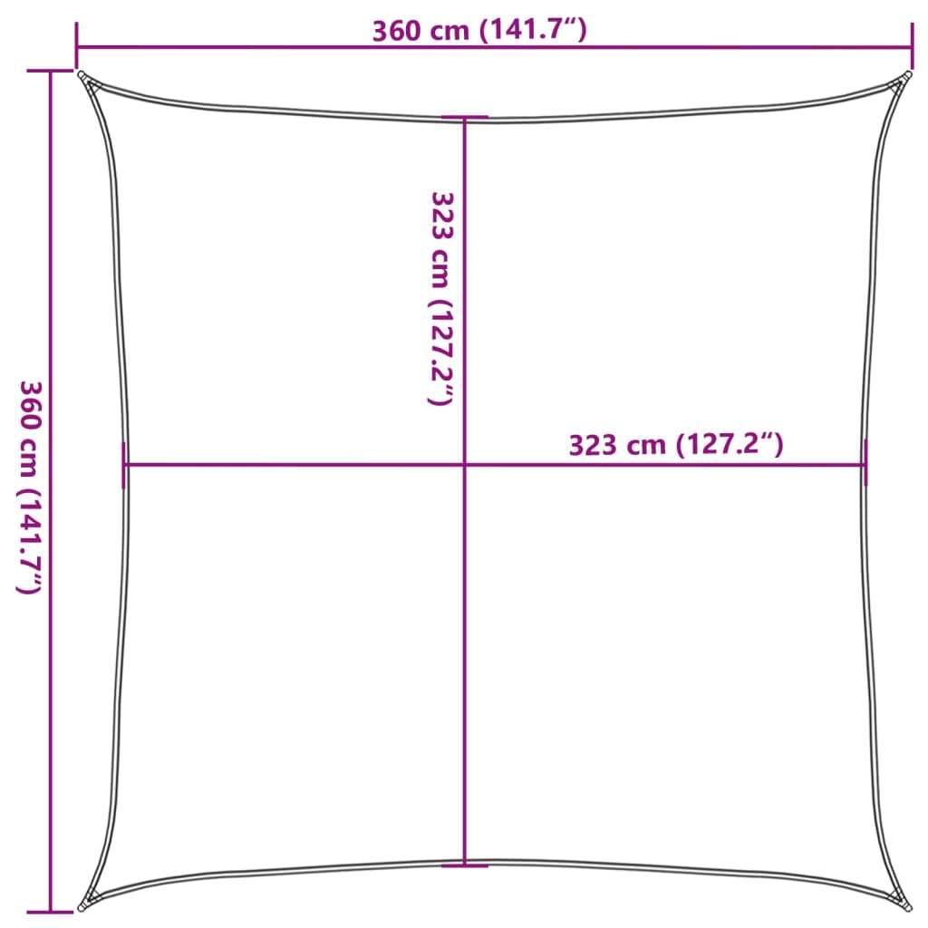 Vela Parasole Sabbia 3,6x3,6 m 100% Poliestere Oxford 4000411