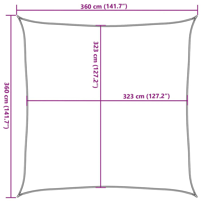 Vela Parasole Sabbia 3,6x3,6 m 100% Poliestere Oxford 4000411