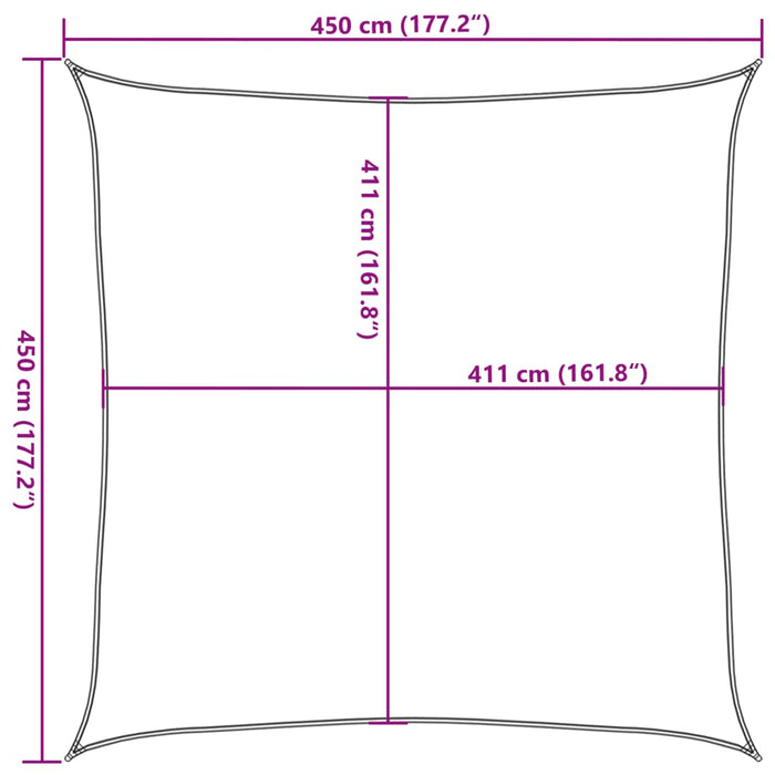 Vela Parasole Sabbia 4,5x4,5 m 100% Poliestere Oxford 4000413