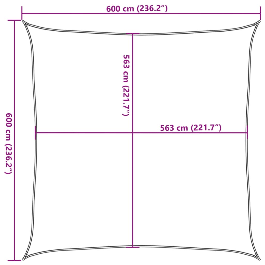 Vela Parasole Sabbia 6x6 m 100% Poliestere Oxford 4000415