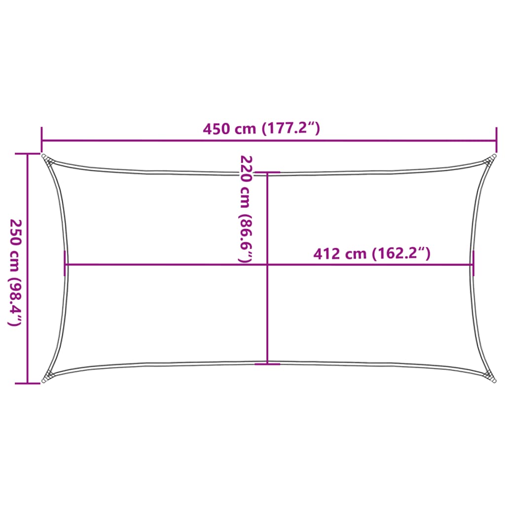 Vela Parasole Grigio Chiaro 4,5x2,5 m 100% Poliestere Oxford 4000543