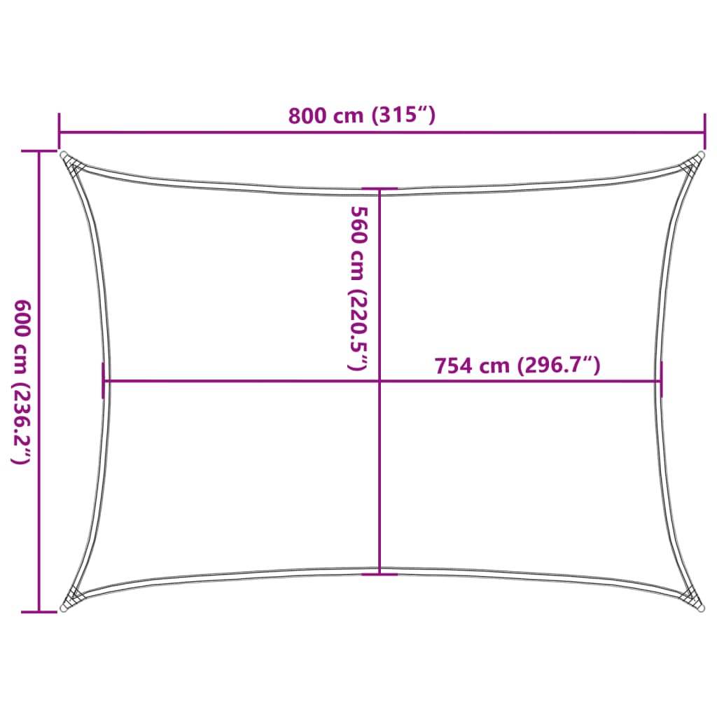 Vela Parasole Grigio Chiaro 8x6 m 100% Poliestere Oxford 4000558