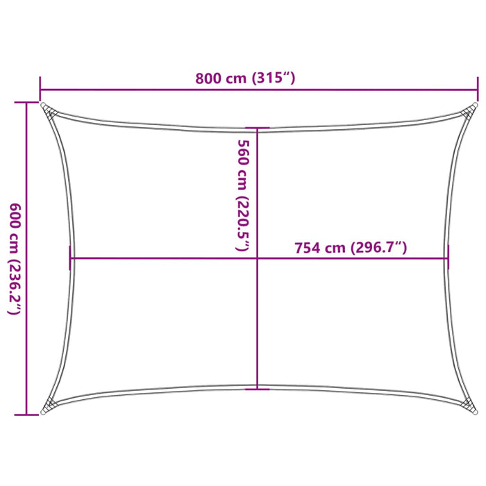 Vela Parasole Grigio Chiaro 8x6 m 100% Poliestere Oxford 4000558