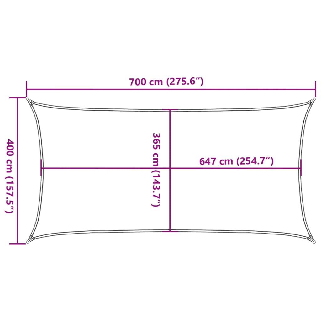 Vela Parasole Sabbia 7x4 m 100% Poliestere Oxford 4000578