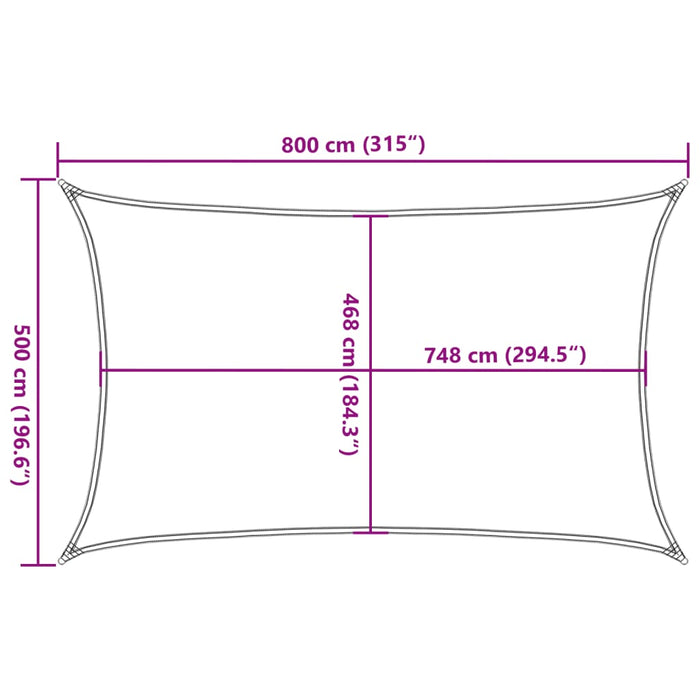 Vela Parasole Sabbia 8x5 m 100% Poliestere Oxford 4000581