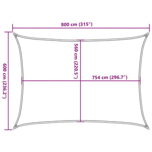 Vela Parasole Sabbia 8x6 m 100% Poliestere Oxford 4000583