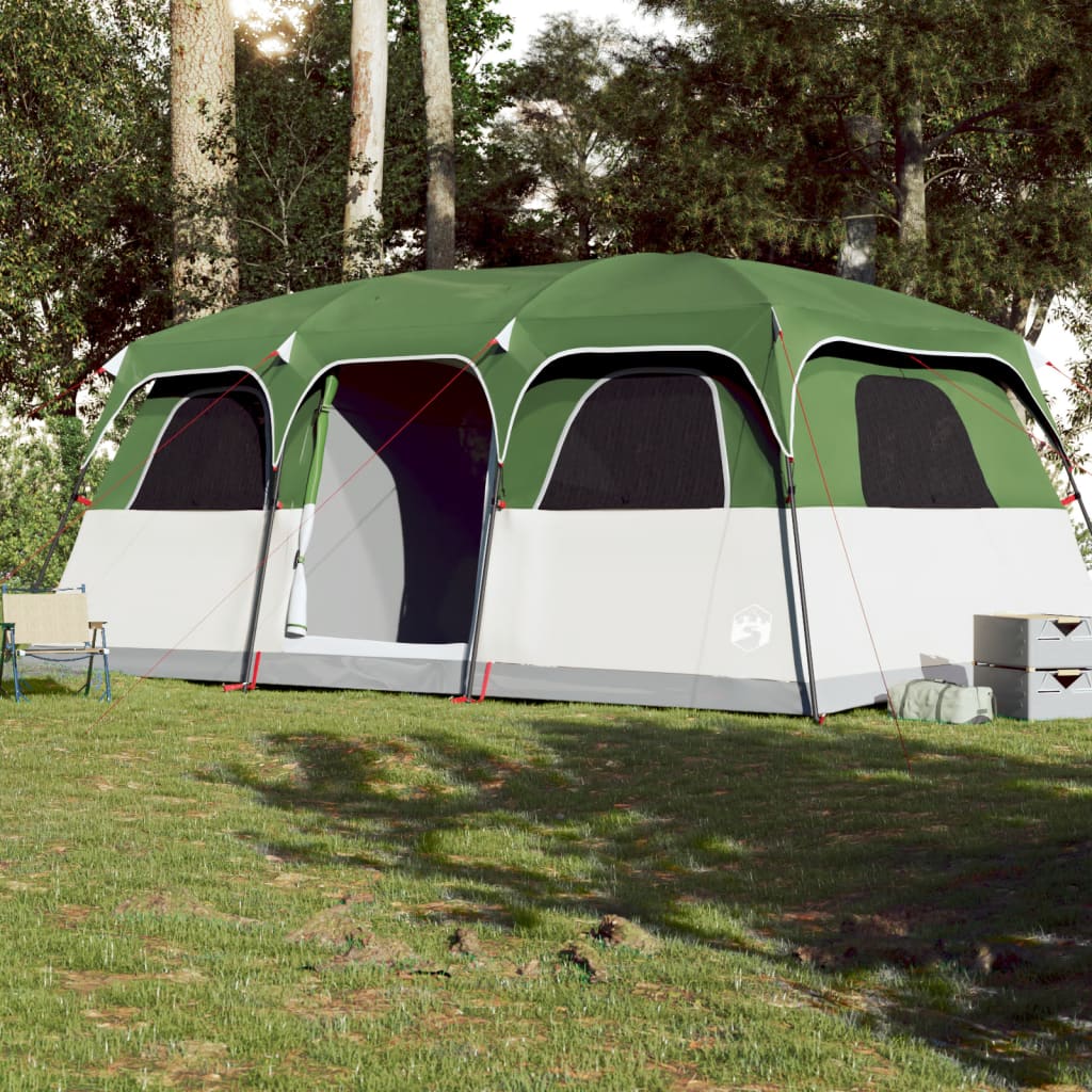 Tenda Familiare a Cabina per 9 Persone Verde Impermeabile 94539