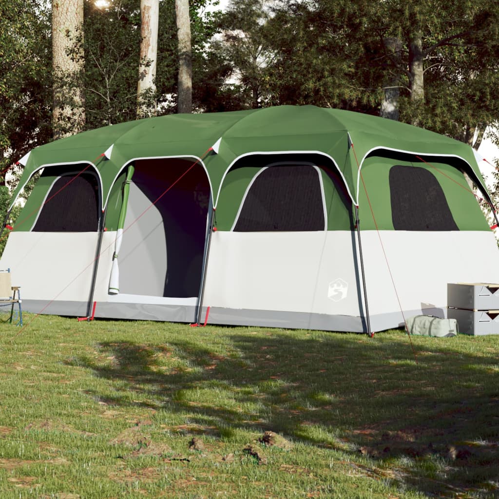 Tenda Familiare a Cabina per 9 Persone Verde Impermeabile 94539