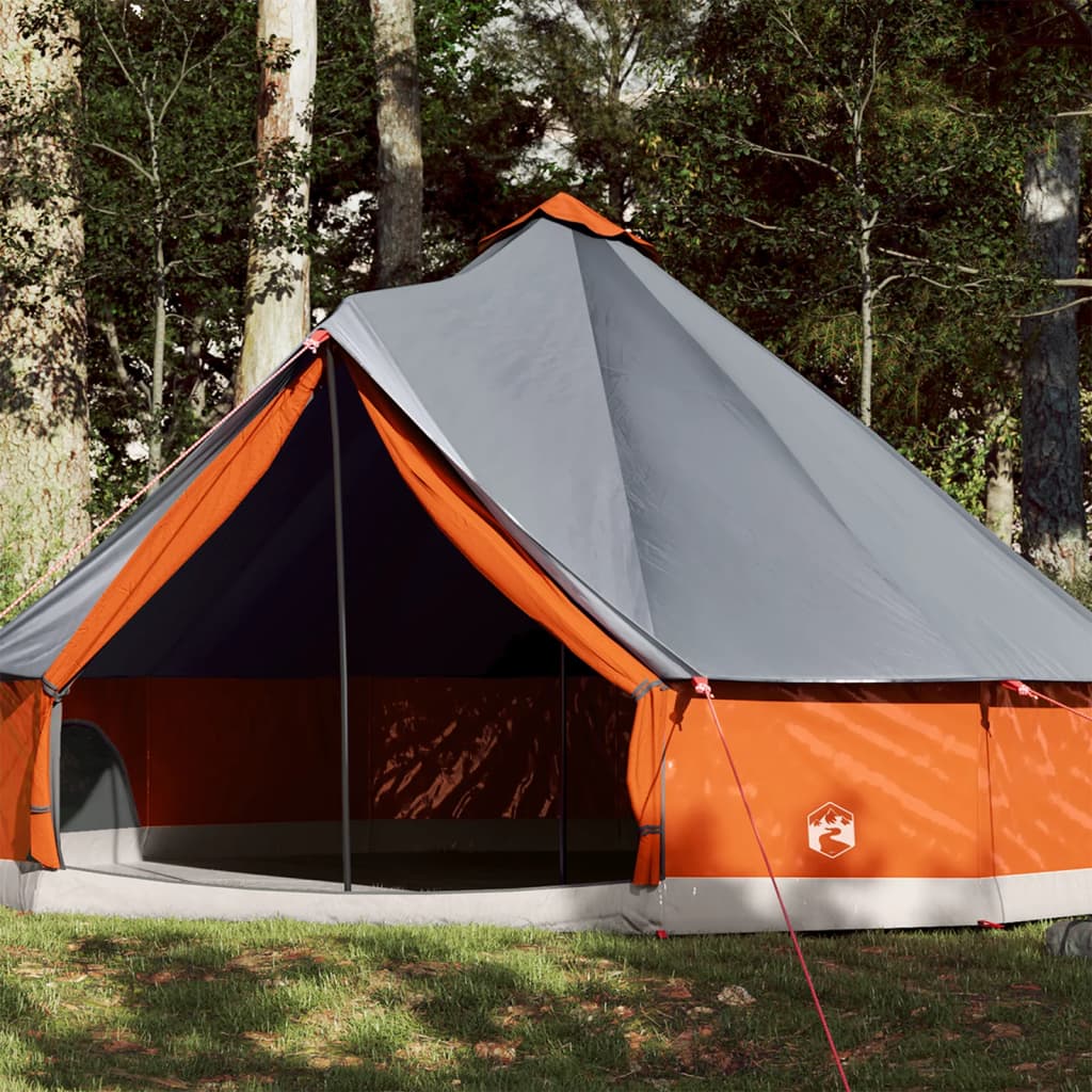 Tenda Familiare Tipi 8 Persone Grigia e Arancione Impermeabile 94593