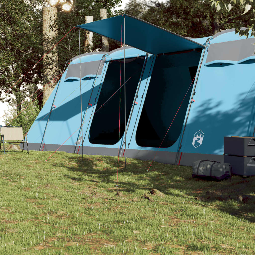 Tenda Familiare a Tunnel per 8 Persone Blu Impermeabile 94617