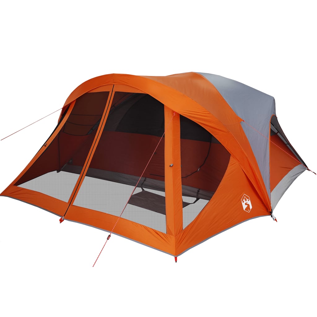 Tenda Familiare Cabina 6 Persone Grigia Arancione Impermeabile 94639