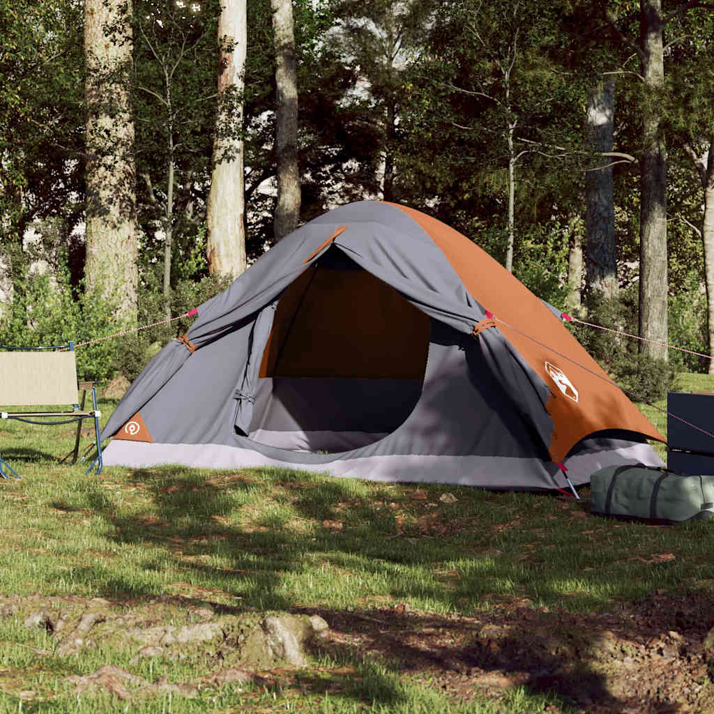 Tenda da Campeggio a Cupola 4 Persone Grigio e Arancione 94648