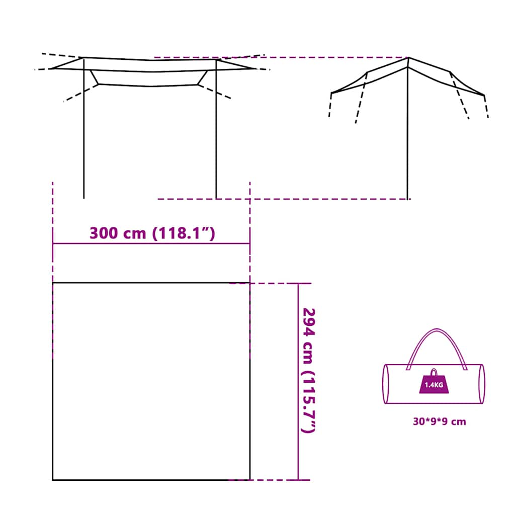 Telone da Campeggio Grigio/Arancione 300x294 cm Impermeabile 94654