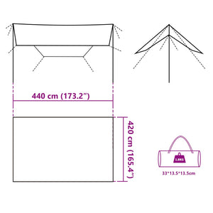 Telone da Campeggio Grigio/Arancione 420x440 cm Impermeabile 94675