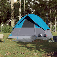 Tenda da Campeggio a Cupola per 3 Persone Blu Impermeabile 94696