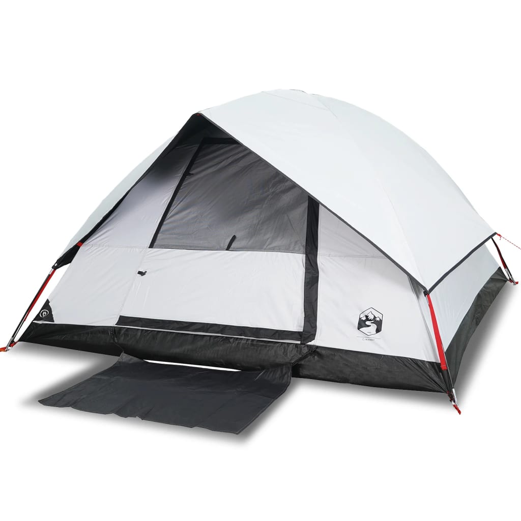 Tenda Campeggio a Cupola 4 Persone Bianca Tessuto Impermeabile 94702