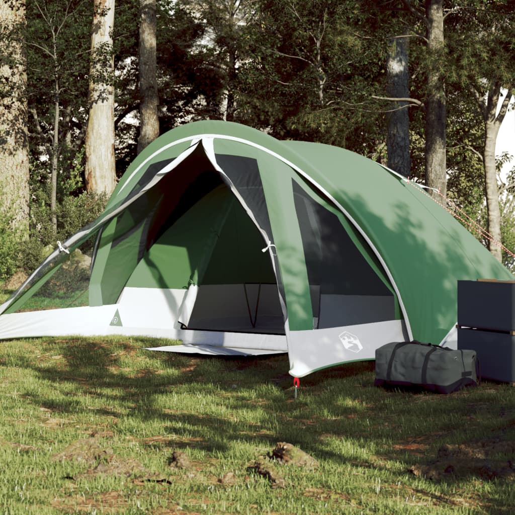 Tenda da Campeggio a Cabina per 4 Persone Verde Impermeabile 94713