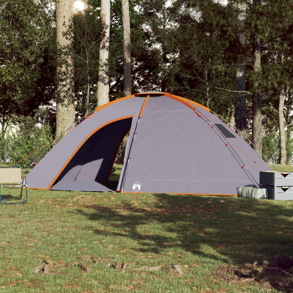 Tenda da Campeggio 8 Persone Grigio e Arancione Impermeabile 94718