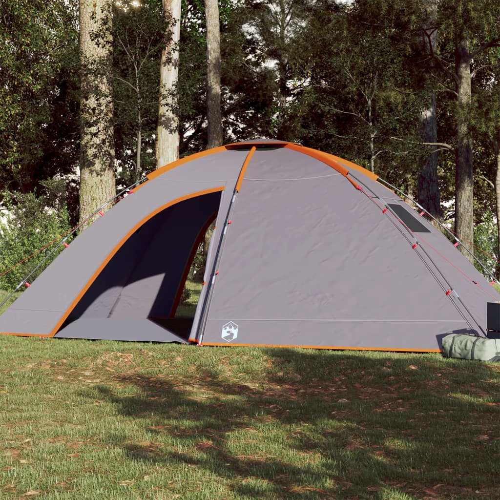 Tenda da Campeggio 8 Persone Grigio e Arancione Impermeabile 94718