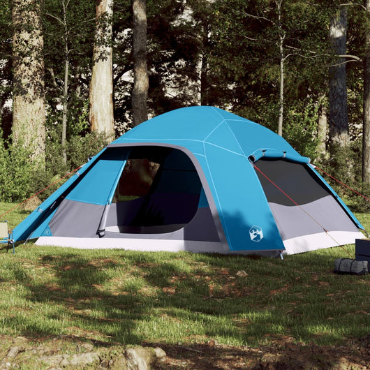 Tenda da Campeggio a Cupola per 4 Persone Blu Impermeabile 94724