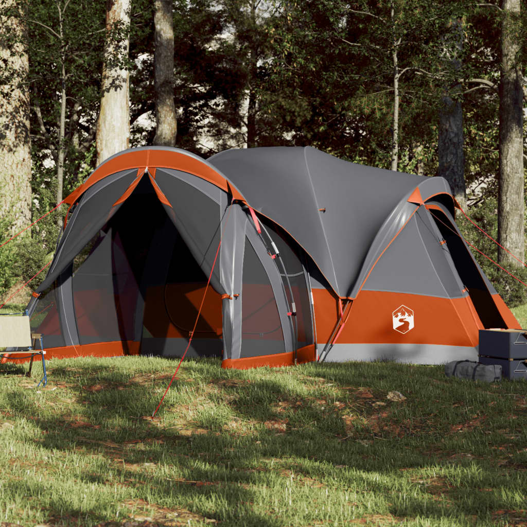 Tenda Familiare Tipi 8 Persone Grigia e Arancione Impermeabile 94739