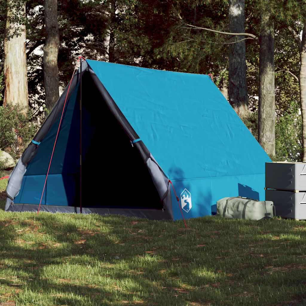 Tenda da Campeggio Telaio ad A per 2 Persone Blu Impermeabile 94756