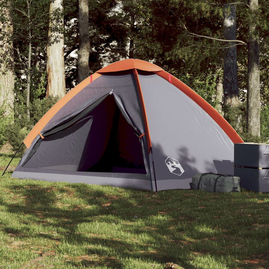 Tenda da Campeggio a Cupola 4 Persone Grigio e Arancione 94764