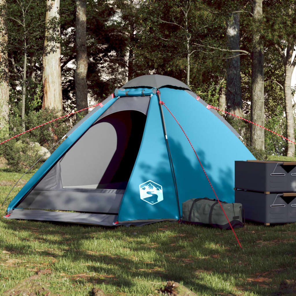 Tenda da Campeggio a Cupola per 4 Persone Blu Impermeabile 94770